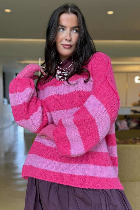 Big Softie Block Stripe Cobain Knit Bubblegum
